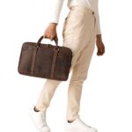 The Preston Vintage Distressed Brown Leather Briefcase