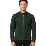 Fernando Quilted Green Suede Biker Jacket