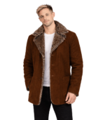 Furlong Brown Suede Leather Coat