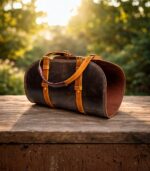 Buffalo Leather Log Carrier  Handcrafted Firewood Tote - Image 6