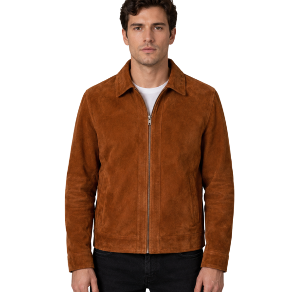 Men's Brown Suede Leather Jacket - Mikkel