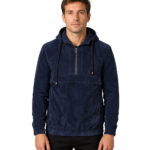 Kenton Hooded Blue Suede Pullover Jacket