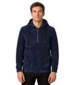 Kenton Hooded Blue Suede Pullover Jacket