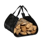 Handcrafted Cowhide Leather Firewood Carrier