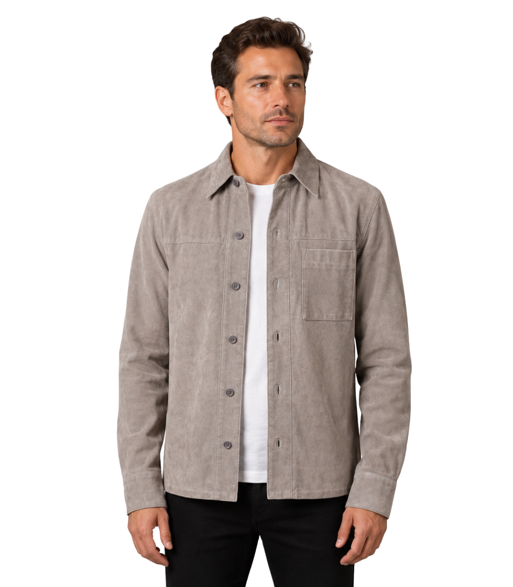 1 Scout Grey Suede Leather Shirt - Image 1