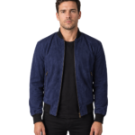 Shane Blue Suede Bomber Jacket