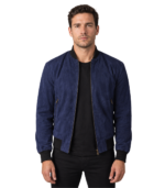 Shane Blue Suede Bomber Jacket
