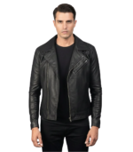 Danny Quilted Black Leather Biker Jacket
