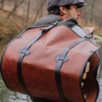 Gift for Home- Brown Leather Log Carrier