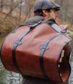 Gift for Home- Brown Leather Log Carrier