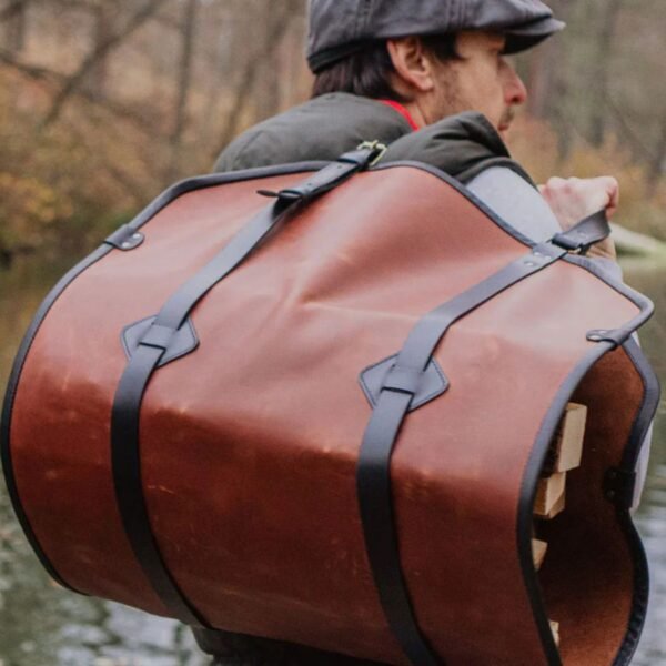 Brown Leather Log Carrier - Soren