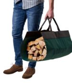 Large Leather Canvas Wood Carrying Bag