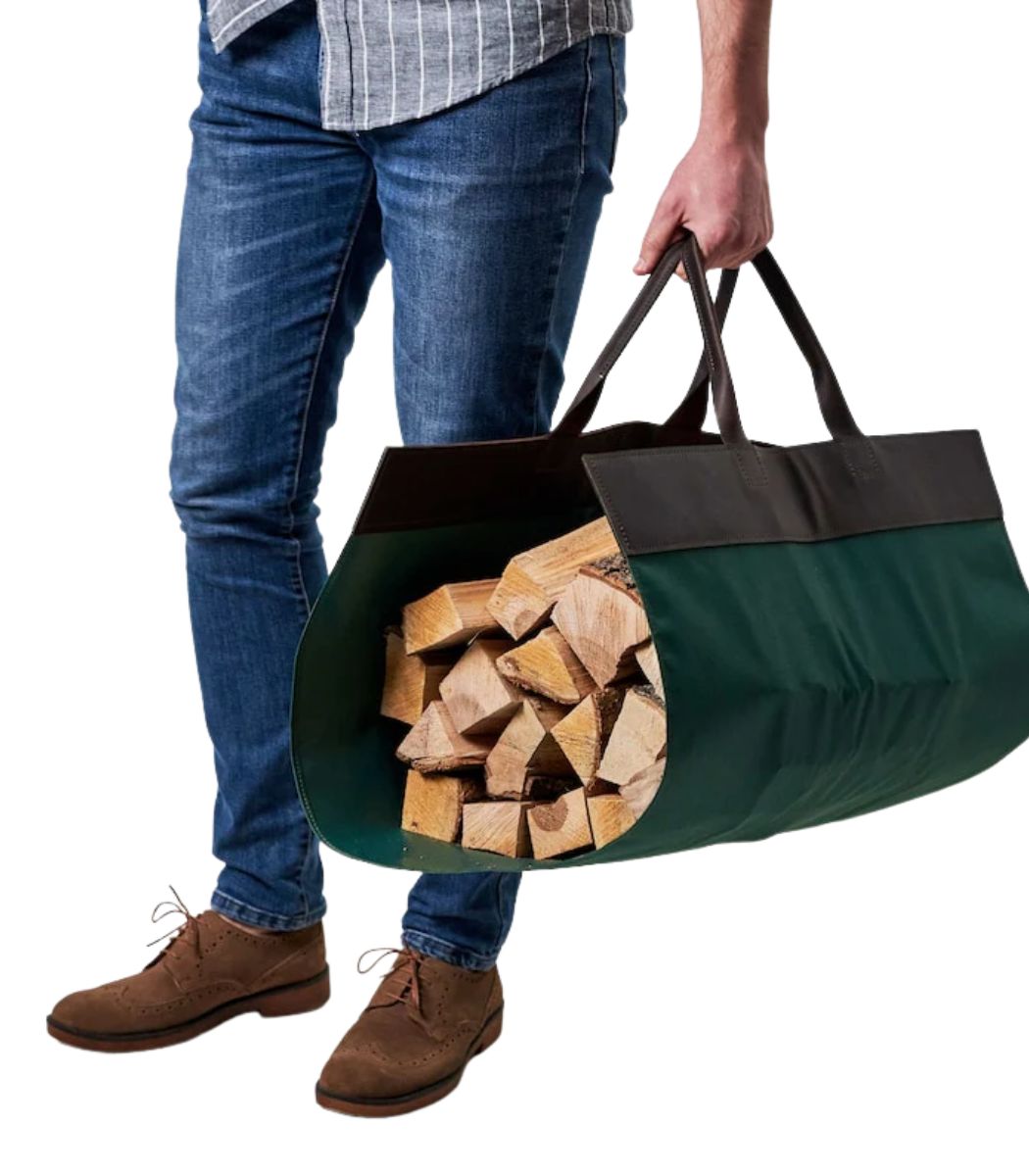1 Large Leather Canvas Wood Carrying Bag - Image 1