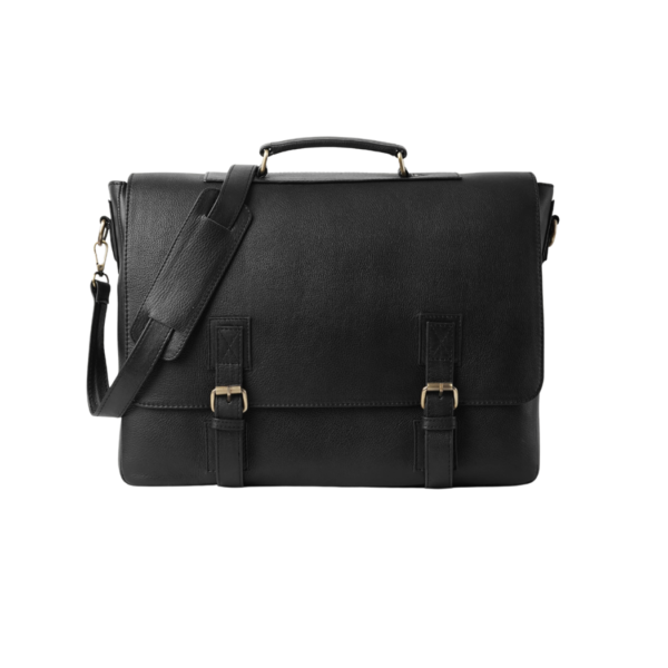 Black Leather Messenger Bag - Leif