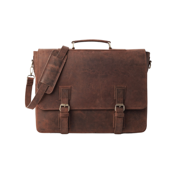 Vintage Distressed Brown Leather Messenger Bag - Leif