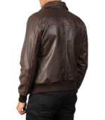 Aaron Brown Leather Bomber Jacket - Image 2