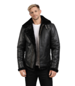 Francis B-3 Black Leather Bomber Jacket