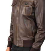 Aaron Brown Leather Bomber Jacket - Image 6