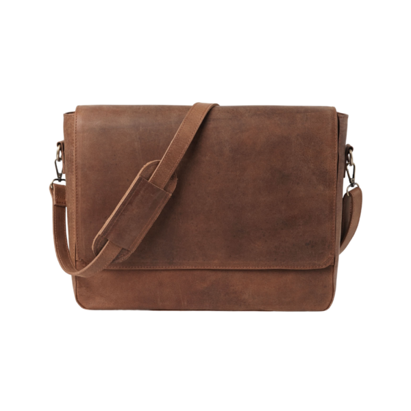 Vintage Tan Brown Leather Messenger Bag - Eirik