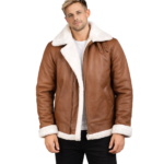 Francis Brown Leather Bomber Jacket