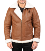 Francis Brown Leather Bomber Jacket - Image 2