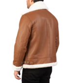 Francis Brown Leather Bomber Jacket - Image 3