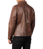 Alex Brown Leather Biker Jacket - Image 2