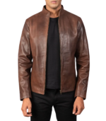 Alex Brown Leather Biker Jacket - Image 3