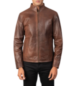 Alex Brown Leather Biker Jacket - Image 5