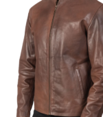 Alex Brown Leather Biker Jacket - Image 6