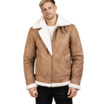 Francis Distressed Brown Leather Bomber Jacket