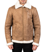 Francis Distressed Brown Leather Bomber Jacket - Image 2