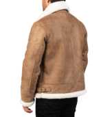 Francis Distressed Brown Leather Bomber Jacket - Image 3