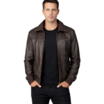 Air Rolf Brown Leather Bomber Jacket