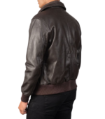 Air Rolf Brown Leather Bomber Jacket - Image 2
