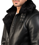 Francis B-3 Black Leather Bomber Jacket - Image 5