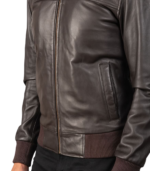 Air Rolf Brown Leather Bomber Jacket - Image 6