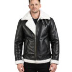 Francis Black & White Leather Bomber Jacket
