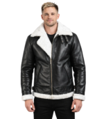 Francis Black & White Leather Bomber Jacket