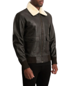 Airin G-1 Brown & Cream Leather Bomber Jacket - Image 4