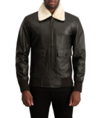 Airin G-1 Brown & Cream Leather Bomber Jacket - Image 5