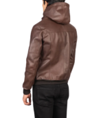 Bouncer Biz Brown Leather Bomber Jacket - Image 2