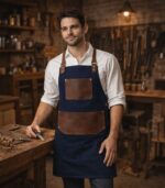 Leather Blue Canvas Apron - Image 2