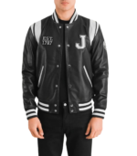 Liberte New Jersey Black Leather Varsity Jacket - Image 2