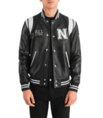 Liberte New York Black Leather Varsity Jacket - Image 2
