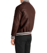 Pascal Maroon Leather Varsity Jacket - Image 2