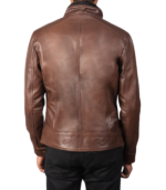 Darren Brown Leather Biker Jacket - Image 2