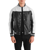 Terrance Black & White Leather Varsity Jacket - Image 2