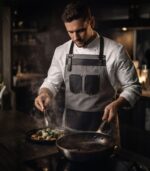 The Oxfordshire Grey Canvas Apron With Black Pocket Apron - Image 2