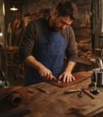 The Nottinghamshire Blue Canvas Woodwork Apron - Image 2